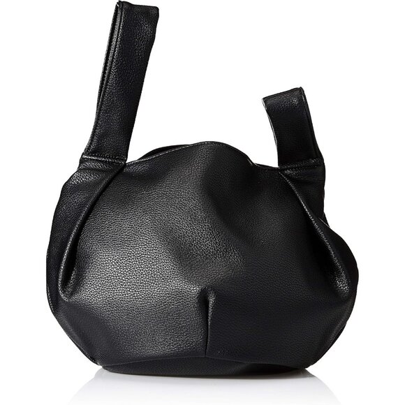 The Drop Women's Black PU Avalon Small Tote Japanese Knot Style Evening Handbag - Picture 5 of 7